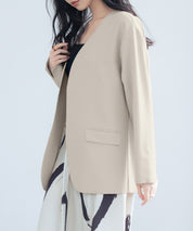 ドロップショルダーVネックジャケットsdp0184 ベージュ