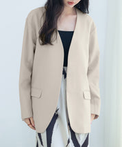 ドロップショルダーVネックジャケットsdp0184 ベージュ