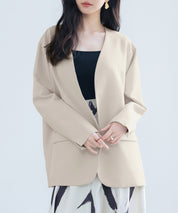 ドロップショルダーVネックジャケットsdp0184 ベージュ