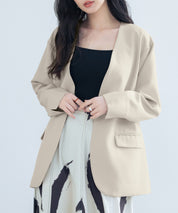 ドロップショルダーVネックジャケットsdp0184 ベージュ