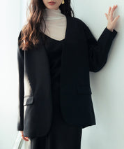 ドロップショルダーVネックジャケットsdp0184 ブラック