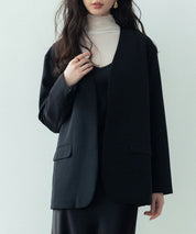 ドロップショルダーVネックジャケットsdp0184 ブラック