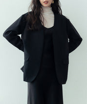 ドロップショルダーVネックジャケットsdp0184 ブラック