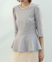 ペプラムデザインパール衿カットソーsdp0186-103-18