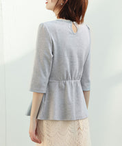 ペプラムデザインパール衿カットソーsdp0186 グレー