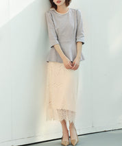 ペプラムデザインパール衿カットソーsdp0186 グレー