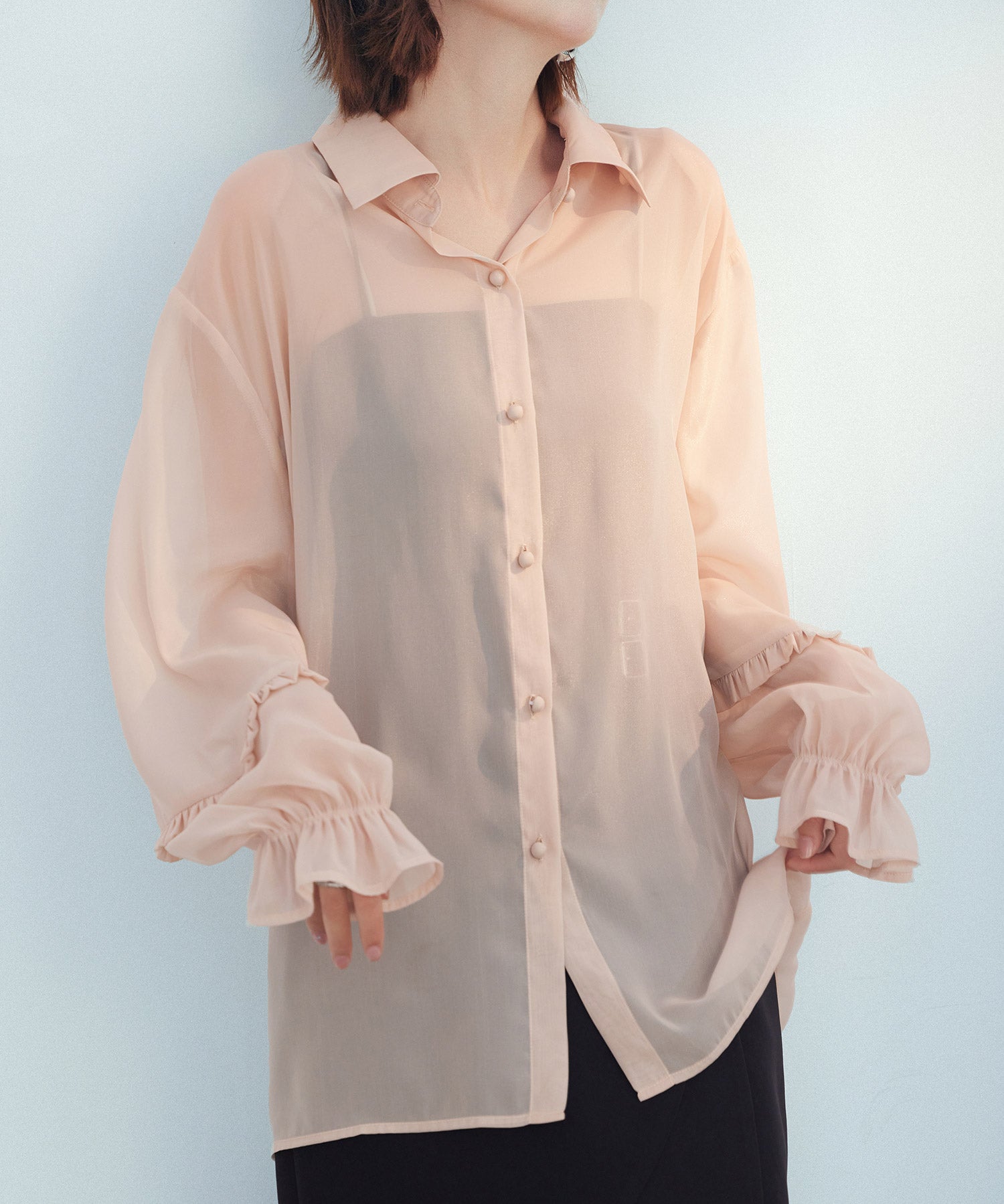 ふんわりスリーブシアーシャツトップスsdp0187-103-14