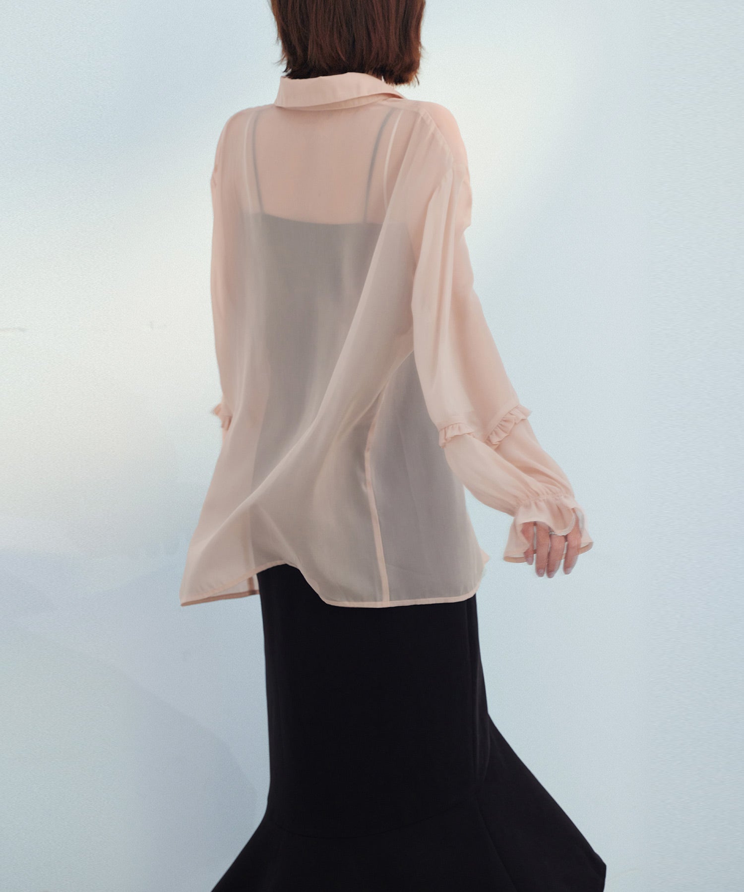 ふんわりスリーブシアーシャツトップスsdp0187 ベージュ