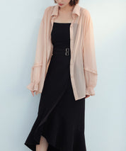 ふんわりスリーブシアーシャツトップスsdp0187 ベージュ