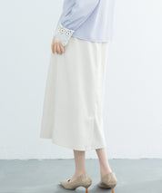 ハイウエスト仕様ミモレ丈スカートsdp0193 ベージュ