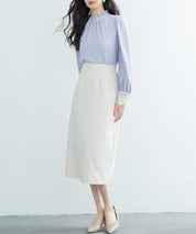 ハイウエスト仕様ミモレ丈スカートsdp0193 ベージュ