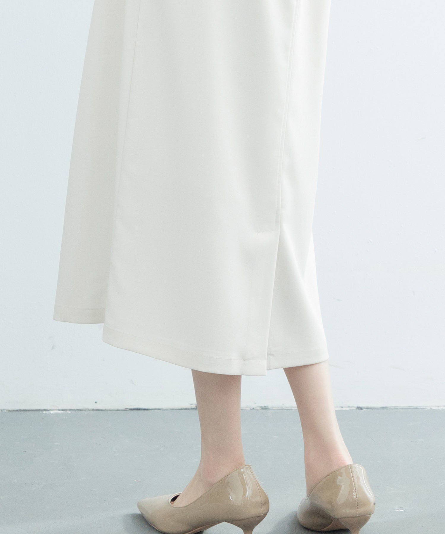 ハイウエスト仕様ミモレ丈スカートsdp0193 ベージュ