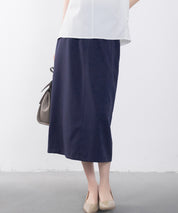 ハイウエスト仕様ミモレ丈スカートsdp0193 ネイビー