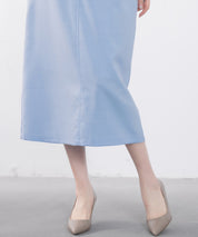 ハイウエスト仕様ミモレ丈スカートsdp0193 ブルー