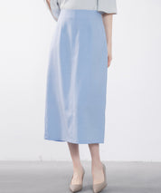 ハイウエスト仕様ミモレ丈スカートsdp0193 ブルー