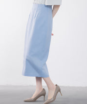 ハイウエスト仕様ミモレ丈スカートsdp0193 ブルー
