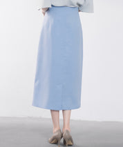 ハイウエスト仕様ミモレ丈スカートsdp0193 ブルー