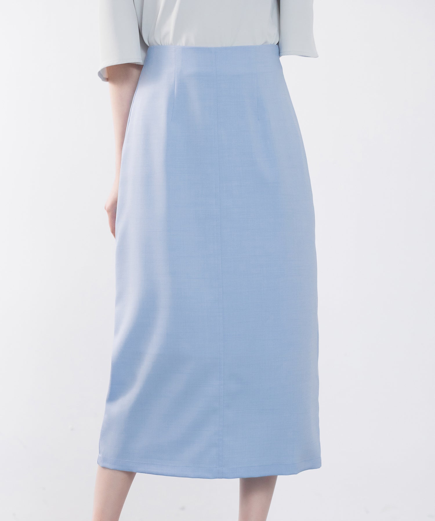 ハイウエスト仕様ミモレ丈スカートsdp0193 ブルー