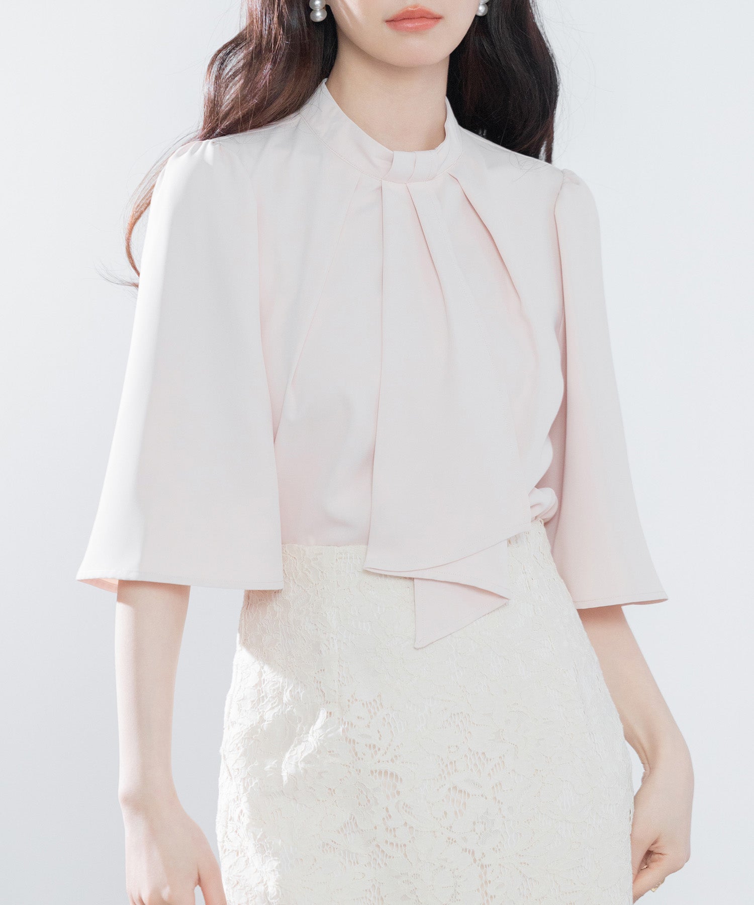 5分丈スリーブスタンドカラーブラウスsdp0199-102-174