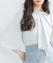 5分丈スリーブスタンドカラーブラウスsdp0199 ライトグリーン