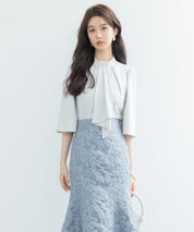 5分丈スリーブスタンドカラーブラウスsdp0199 ライトグリーン