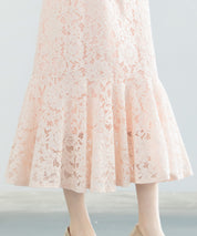 マーメイドス総レース生地スカートsdp0200 ピンク