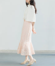 マーメイドス総レース生地スカートsdp0200 ピンク