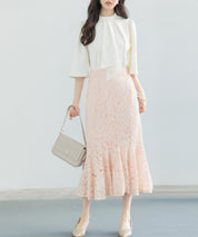 マーメイドス総レース生地スカートsdp0200 ピンク