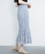 マーメイドス総レース生地スカートsdp0200 ブルー