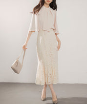 マーメイドス総レース生地スカートsdp0200 アイボリー