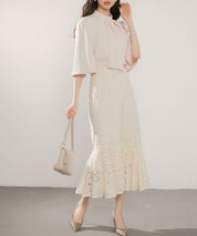 マーメイドス総レース生地スカートsdp0200 アイボリー