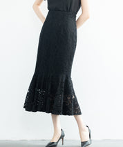 マーメイドス総レース生地スカートsdp0200 ブラック