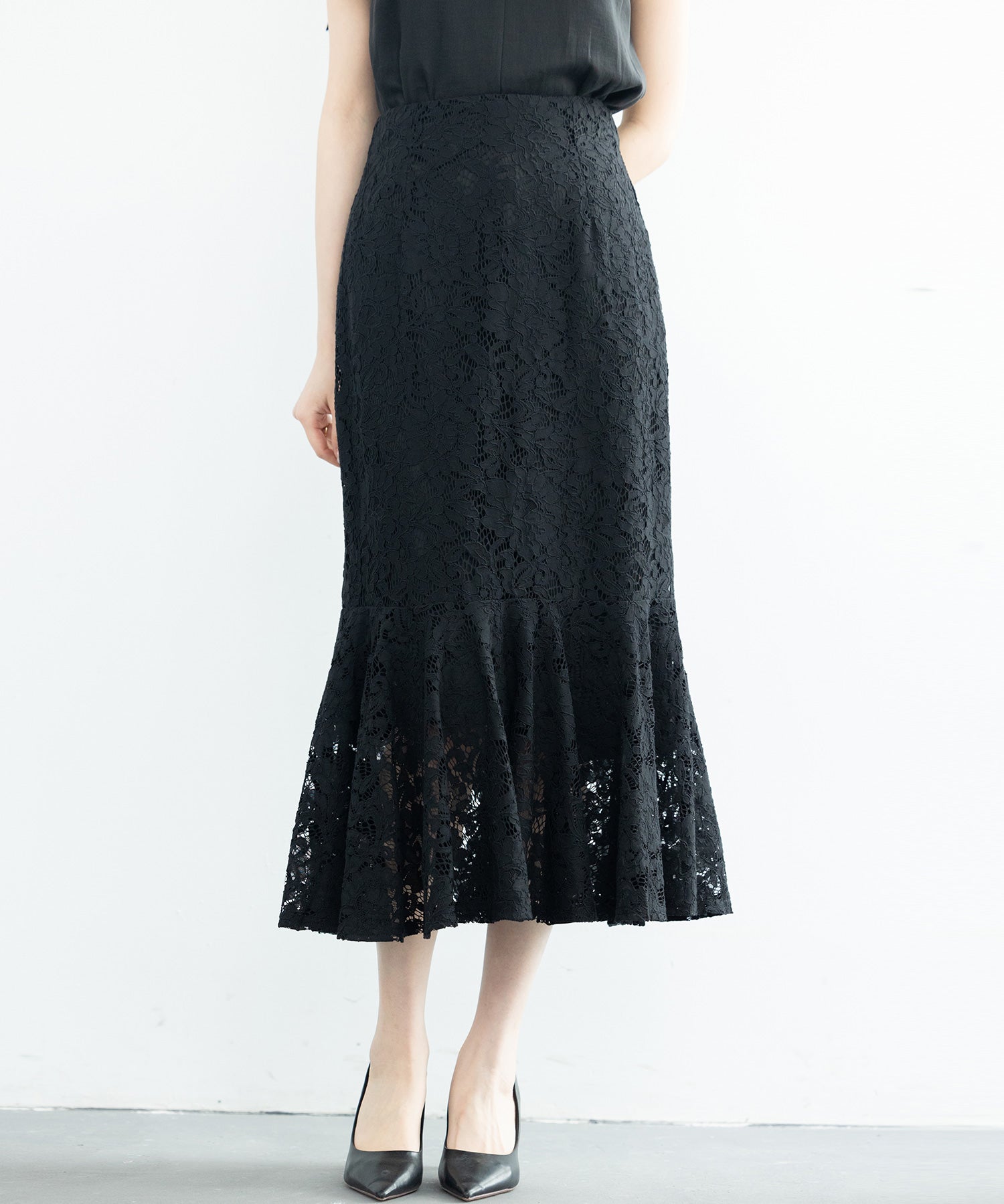マーメイドス総レース生地スカートsdp0200 ブラック