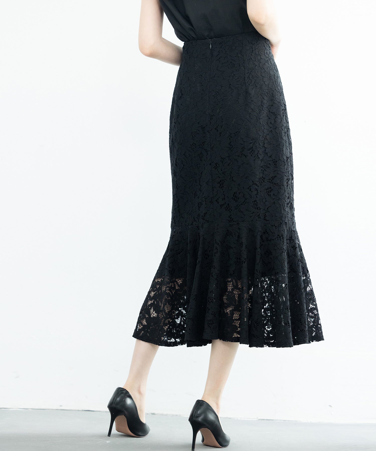 マーメイドス総レース生地スカートsdp0200 ブラック