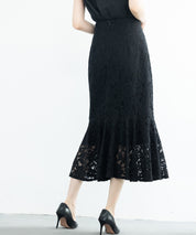 マーメイドス総レース生地スカートsdp0200 ブラック