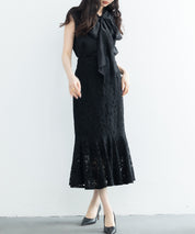 マーメイドス総レース生地スカートsdp0200 ブラック