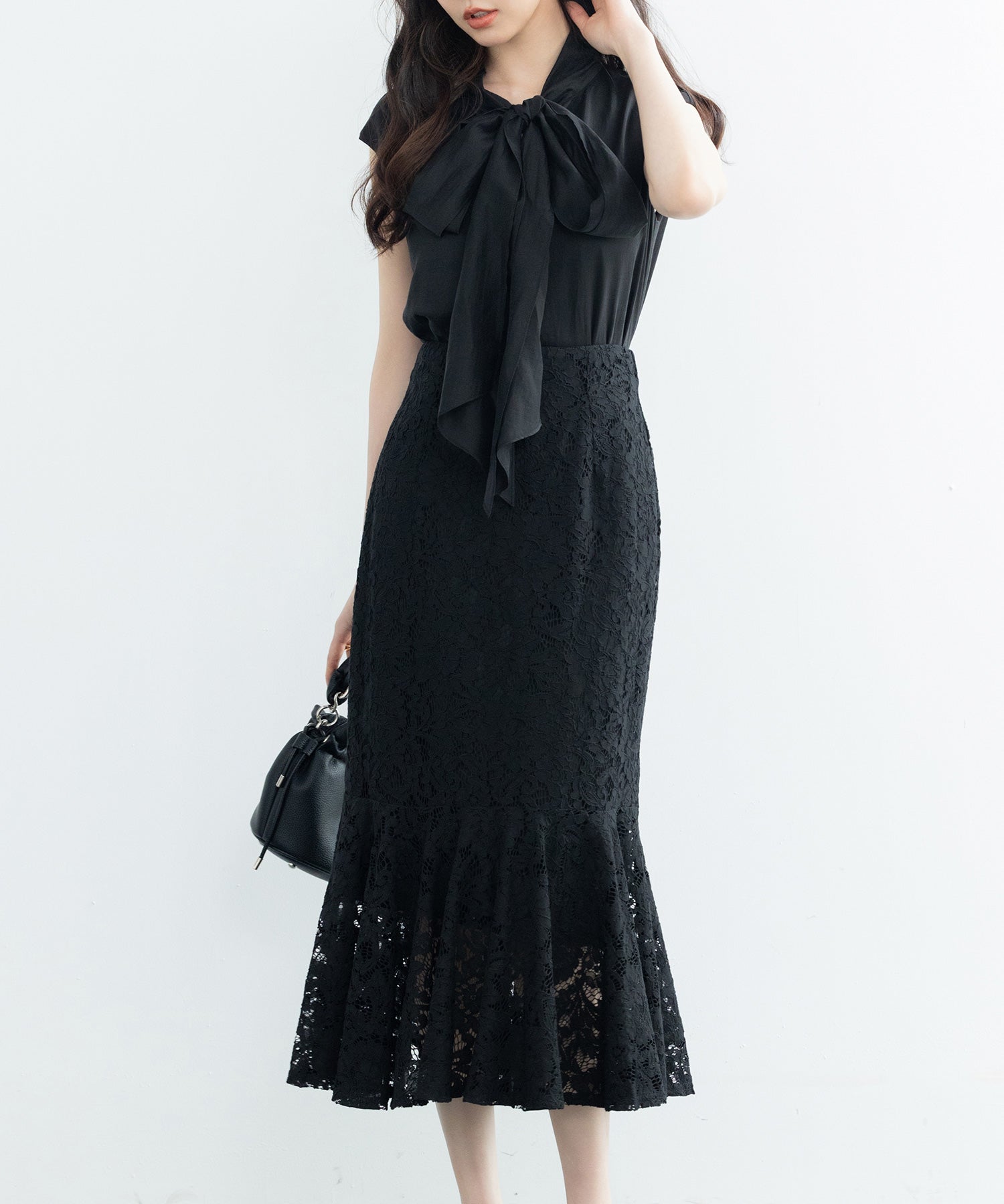 マーメイドス総レース生地スカートsdp0200 ブラック