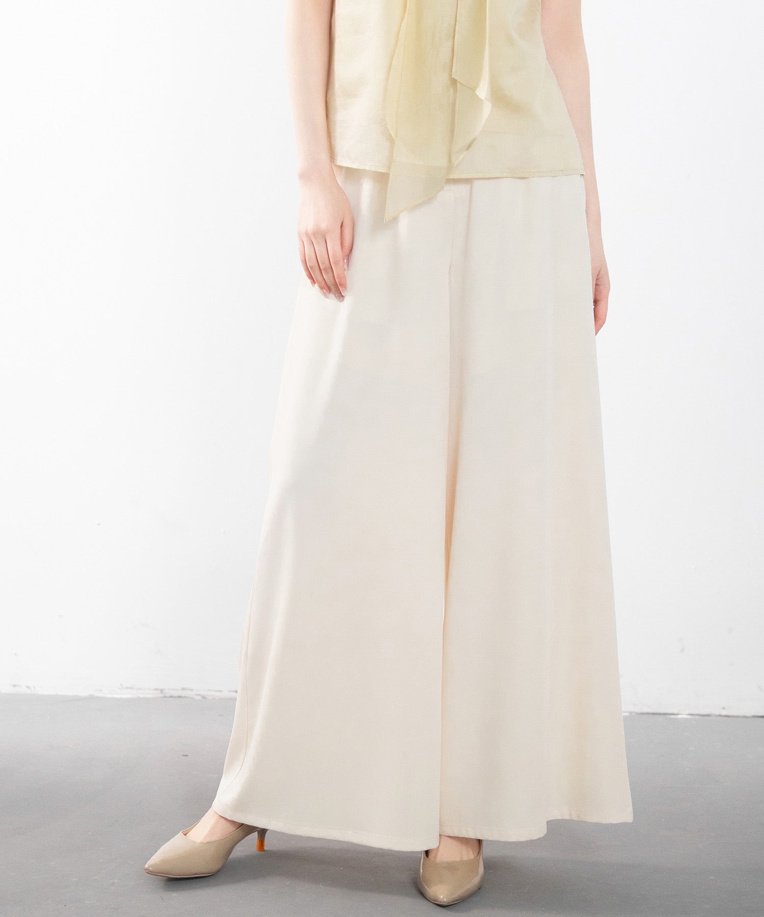 体型カバーハイウエストワイドパンツsdp0202 アイボリー