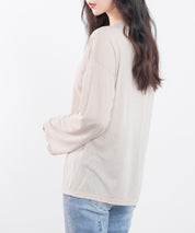 シアー生地長袖クルーネックトップスsdp0203 ベージュ