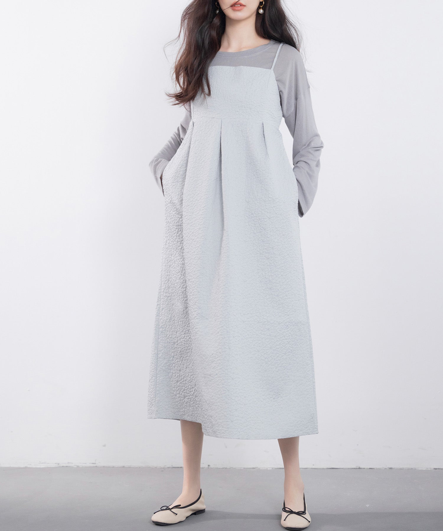 フクレジャガード素材キャミワンピースsdp0216-103-18