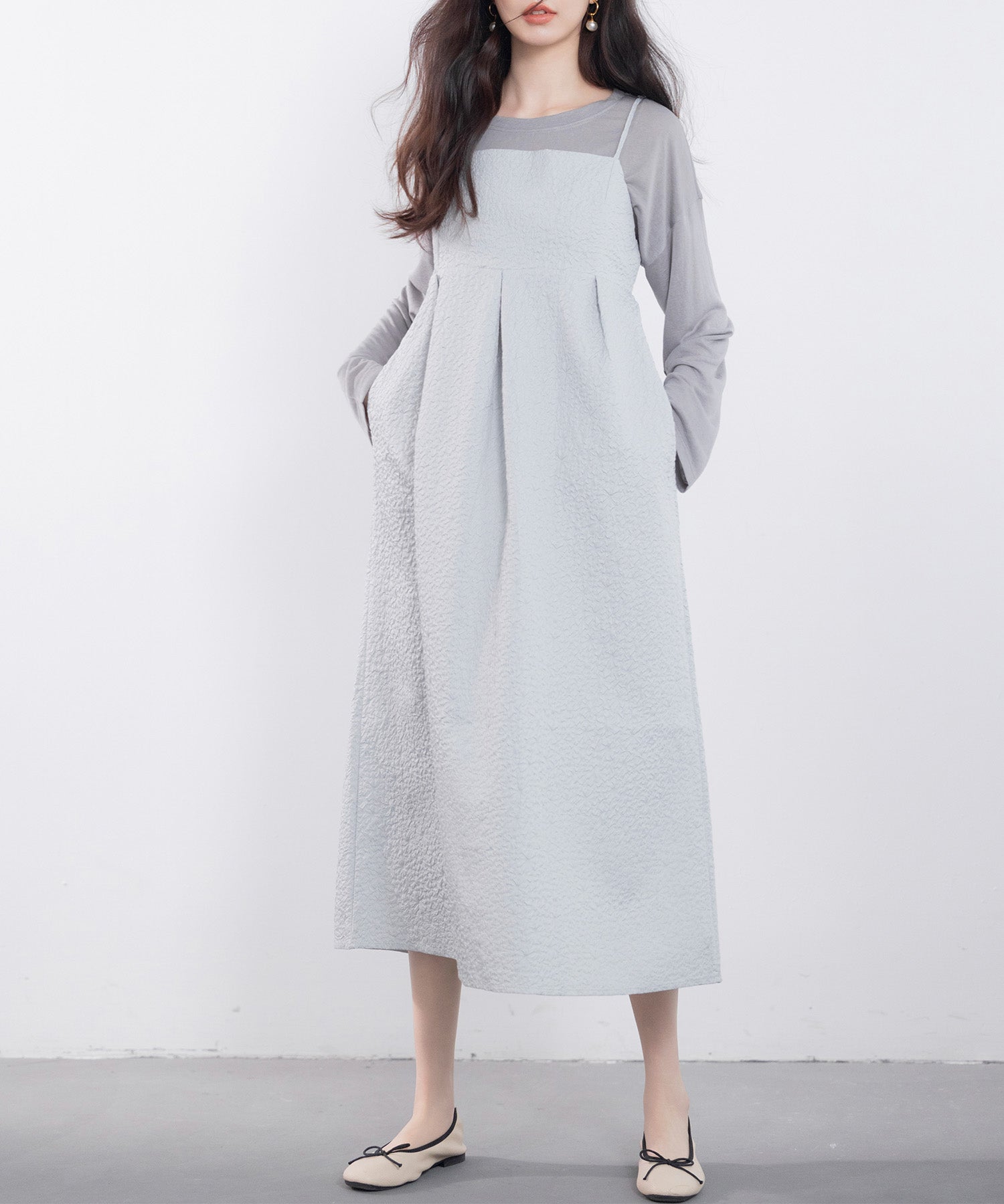 フクレジャガード素材キャミワンピースsdp0216-103-18