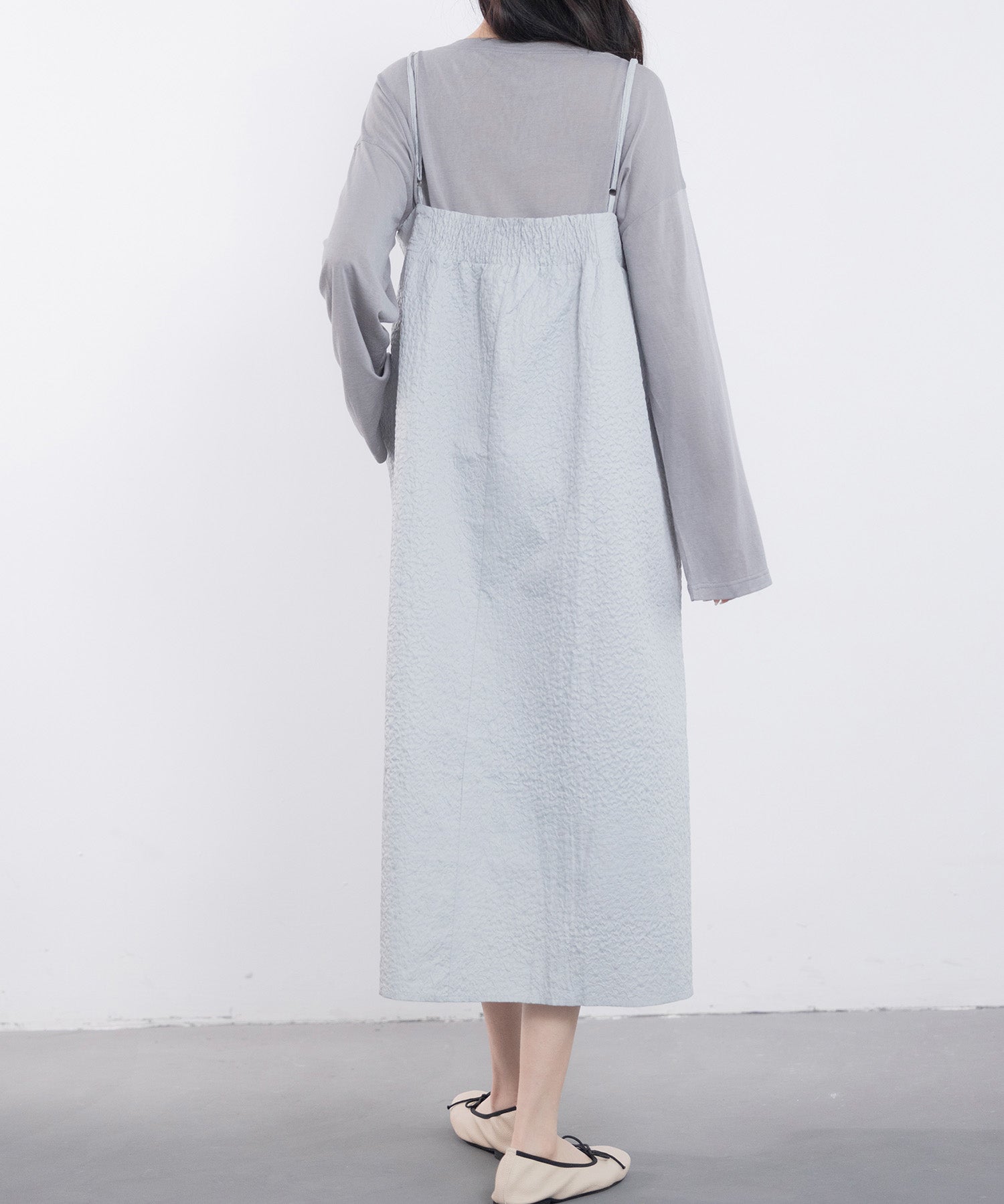 フクレジャガード素材キャミワンピースsdp0216 グレー