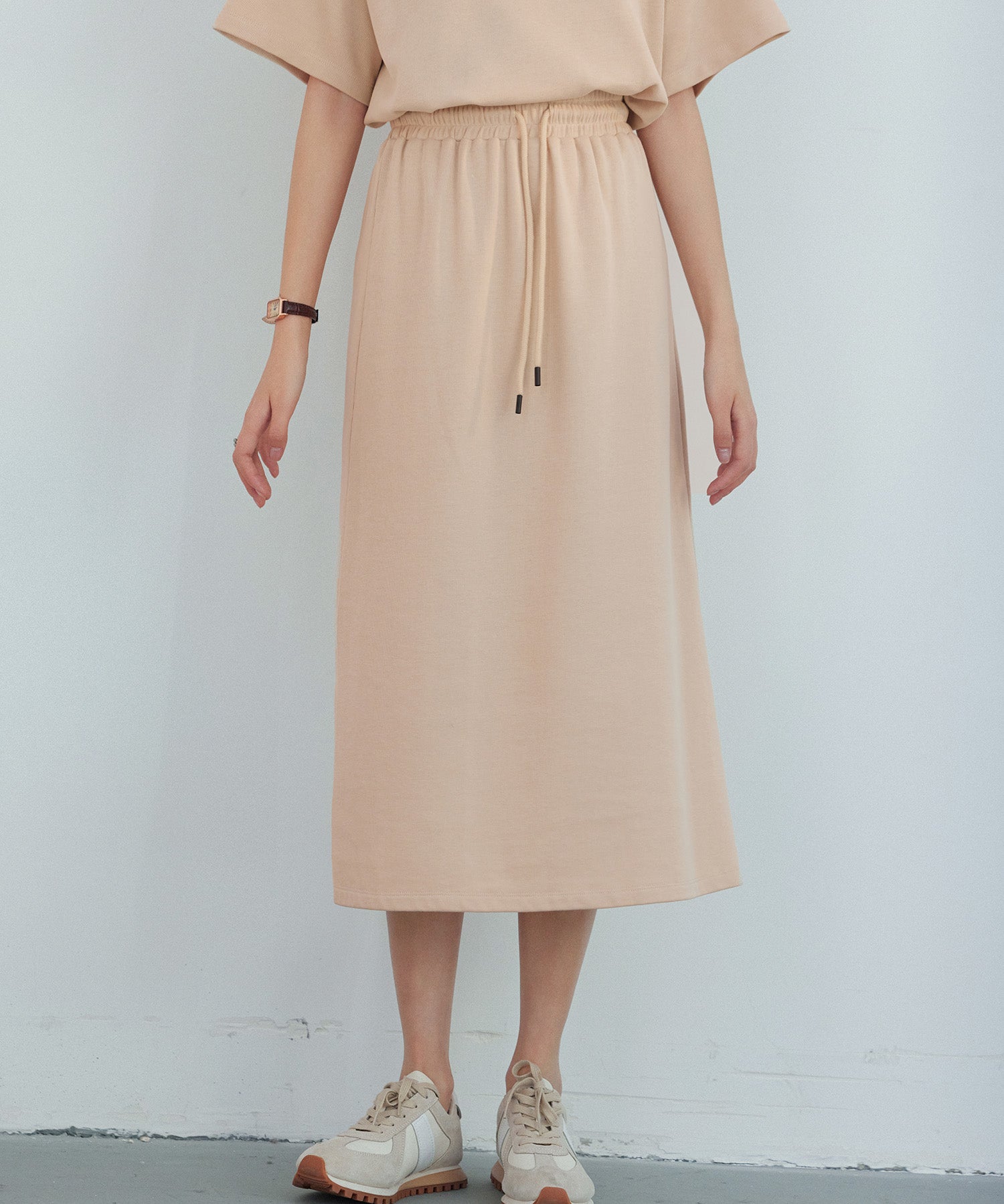 ウエストゴムミモレ丈スウェットスカートsdp0219-103-14