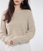 透かし編みドロップショルダーニットプルオーバーsdp8002-103-383