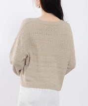 透かし編みドロップショルダーニットプルオーバーsdp8002 ダークベージュ