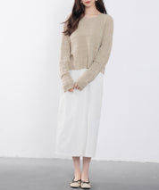 透かし編みドロップショルダーニットプルオーバーsdp8002 ダークベージュ