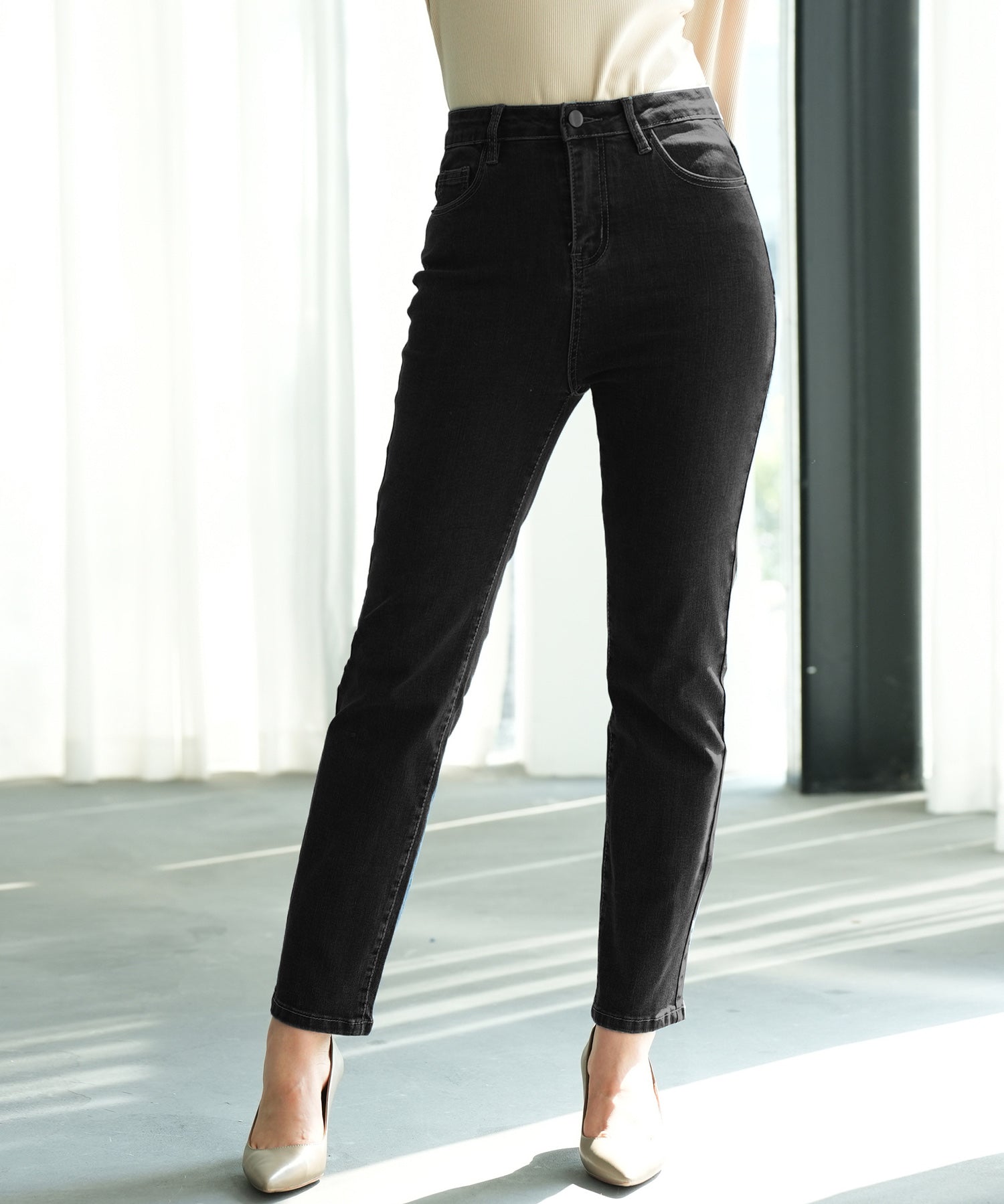 ストレッチ抜群ハイライズデニムsdpald27 ブラック