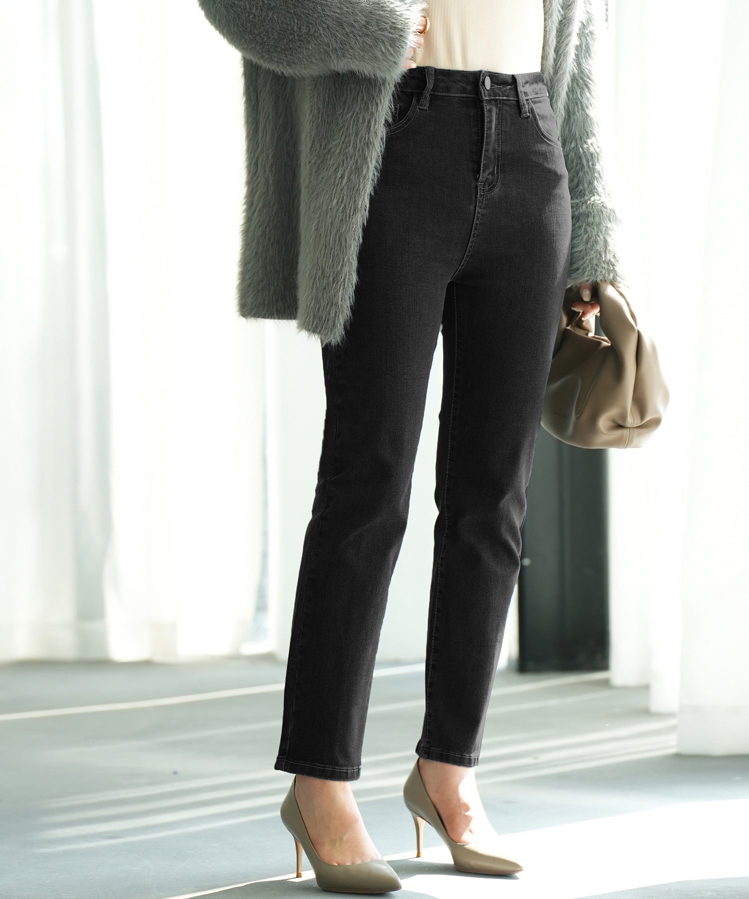 ストレッチ抜群ハイライズデニムsdpald27 ブラック