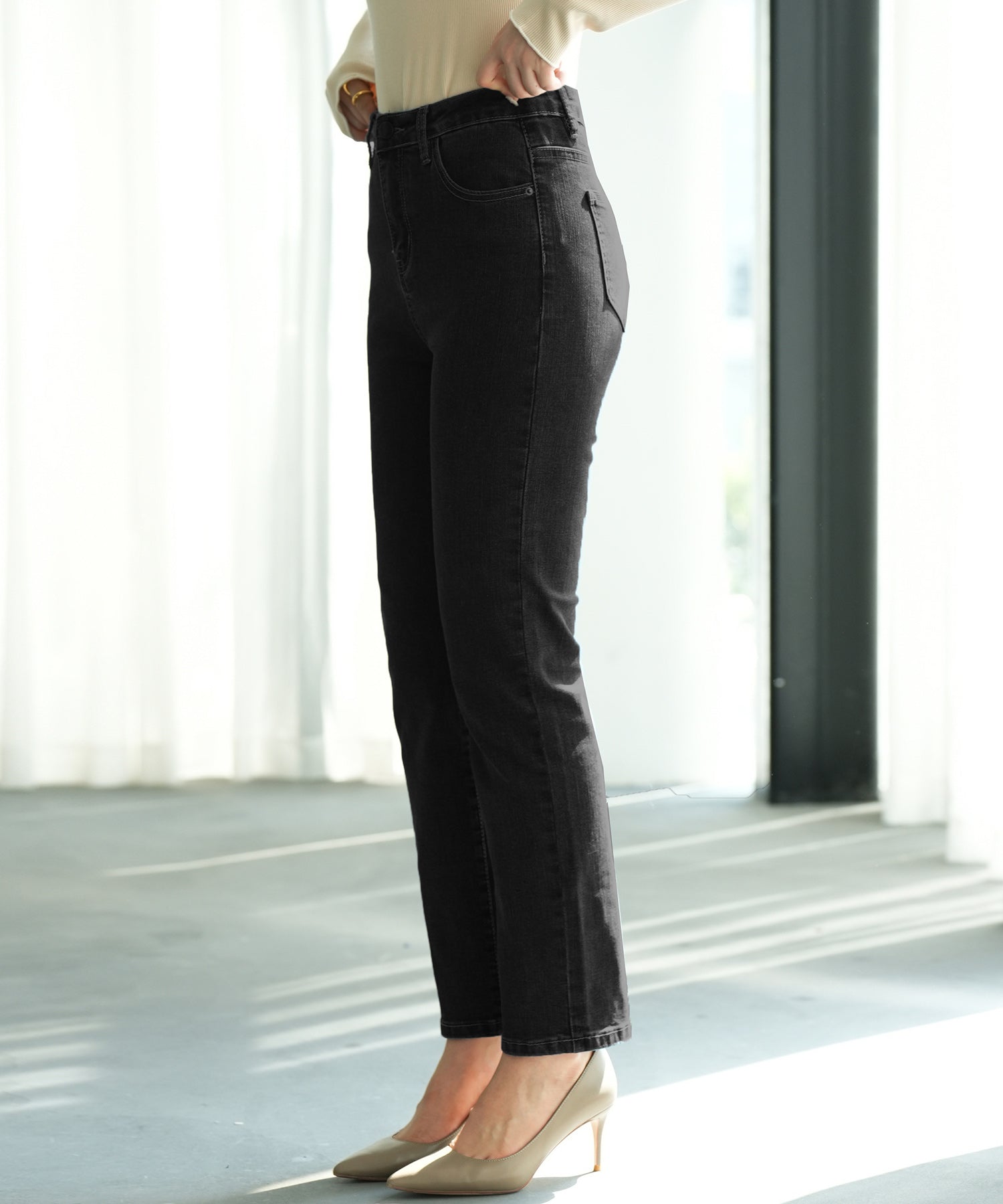 ストレッチ抜群ハイライズデニムsdpald27 ブラック