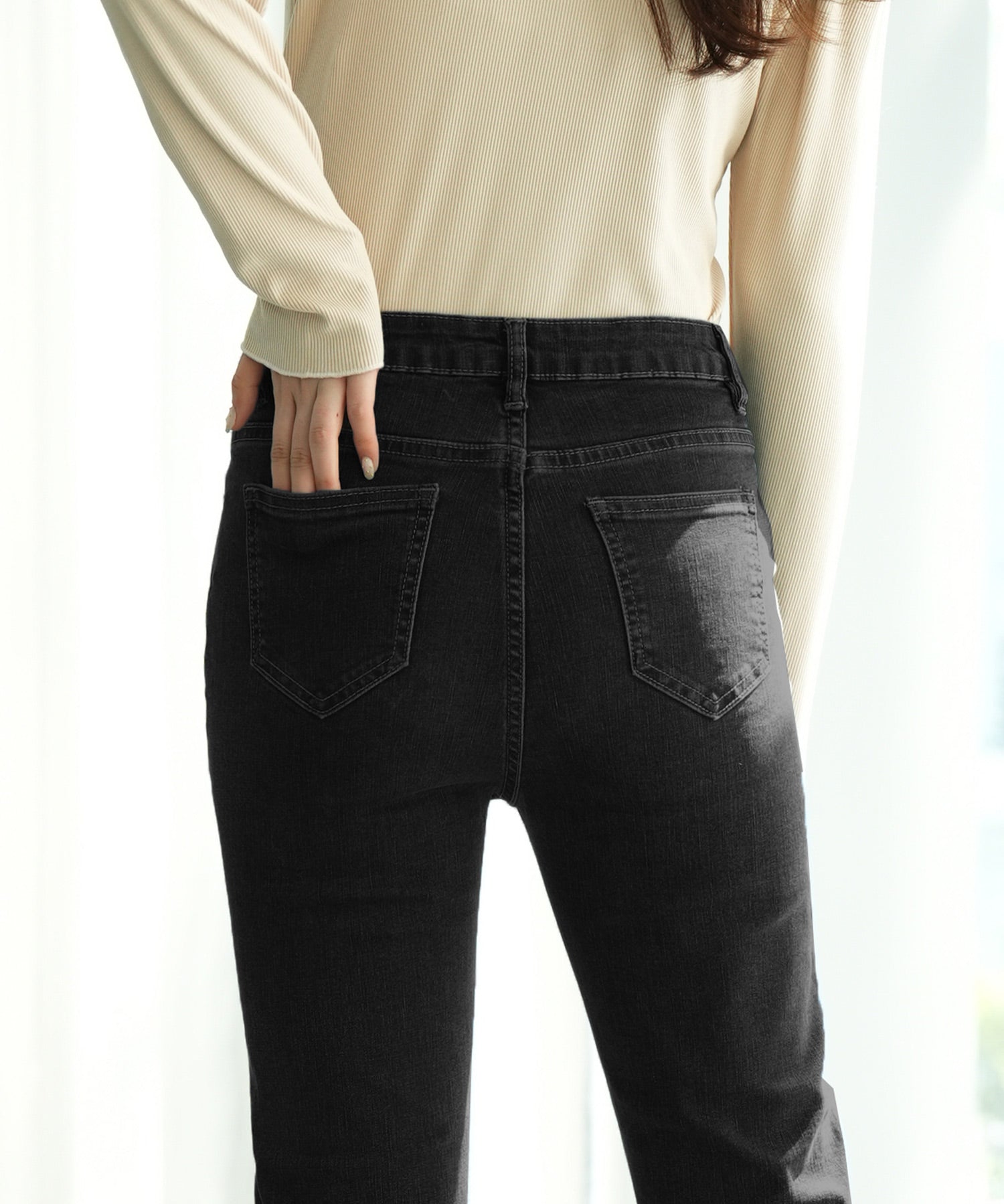 ストレッチ抜群ハイライズデニムsdpald27 ブラック